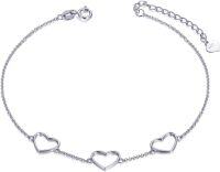 wholesale 14K Gold Fine Love Heart Charm Bracelet for Women 6-7-8 s-White Gold