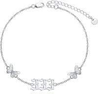 wholesale Silver 233 Butterfly Angel Number Charm Anklet/Anklet for Women - S925 Sterling Silver Numerology s-333-Ankle 9+2-Ankle