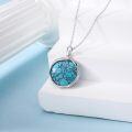 wholesale 925 Sterling Silver Turquoise Necklace with Round Stone on 18-Inch Chain-0-2
