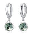 wholesale 925 Sterling Silver Hoop Earrings Wholesale With Green Tree Charm Drop Earrings-0-0