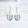 wholesale 925 Sterling Silver Turquoise Boot & Flower Horseshoe Drop Earrings for Women - Western Style s-0-5