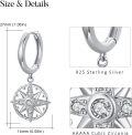 wholesale 925 Sterling Silver Compass Star Hypoallergenic Huggie Hoop Earrings with Cubic Zirconia for Women Girls-0-1