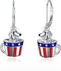 wholesale Metal Stone 4th of July Patriotic Dangle Earrings for Women-0-0