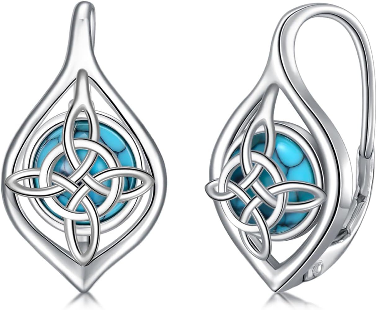 Sterling Silver Turquoise St Patrick s Day Dangle Earrings-0-0