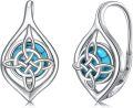 wholesale 925 Sterling Silver Celtic Knot Turquoise Drop Earrings for Women Irish Jewelry 3cm Long-0-0
