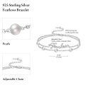 wholesale 925 Sterling Silver Metal Fearless Freshwater Pearl Faith Cross Bracelet for Women - Dainty Double Chain Christian-0-4
