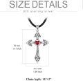 wholesale 925 Sterling Silver Cross Pendant with Red Heart Stone on Black Braided Leather Cord Necklaces for Women s (Length: Adjustable)-0-3