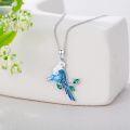 wholesale 925 Sterling Silver Blue Topaz & Emerald Heart Cockatiel Bird Charm Pendant Necklace-0-5