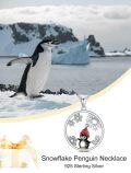 wholesale Snowflake Penguin/snowman Necklace Valentines Day Gifts For Her 925 Sterling Silver Snowflake Necklace For Women Penguin Snowman Jewelry Pendant, Gifts For Women Girlfriend Mother Birthday -0-3