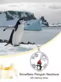 TOUPOP 925 Sterling Silver Snowflake Penguin Snowman Pendant Necklace-0-3