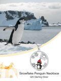 TOUPOP 925 Sterling Silver Snowflake Penguin Snowman Pendant Necklace-0-3