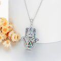 wholesale 925 Sterling Silver Abalone Shell Blue Eye Hamsa Fatima Tree of Life Pendant with 18+2 Extender Chain-0-1