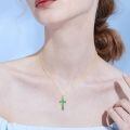 wholesale 925 Sterling Silver Faith Cross Pendant Necklace Blue Sandstone White Gold Plated-0-3