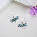 wholesale 925 Sterling Silver Blue Enamel Dragonfly Drop Earrings for Women Girls  4cm Long-0-3