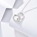 wholesale 925 Sterling Silver Heart Bunny Necklace with Cubic Zirconia - Cute Rabbit Pendant Gift for Women, Girlfriends, Brides - Adjustable Chain, Elegant Gift Box-0-1