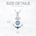 wholesale 925 Sterling Silver Compass & Blue Crystal Anchor Pendant Necklace - Nautical s for Women-0-4