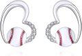 wholesale 925 Sterling Silver Baseball Stud Earrings for Women Sports s for Mom Player Lover-0-0