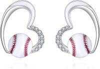 wholesale 925 Sterling Silver Baseball Stud Earrings for Women Sports s for Mom Player Lover-Baseball