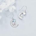wholesale 925 Sterling Silver Rabbit on the Moon Star Dangle Drop Earrings for Women-0-3
