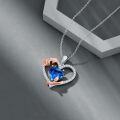 wholesale 925 Sterling Silver Blue Crystal Heart Rose Cross Moon Star Pendant Necklace for Women Gifts-0-1