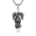wholesale 925 Sterling Silver Guardian Angel Cross Pendant Necklace w/ 24 Rolo Chain-0-0