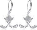 wholesale Rose Gold 925 Sterling Silver Crossed Clubs and Golf Ball Stud Earrings for Women Golfer Gift Ideas-0-9