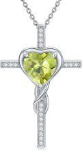 wholesale TOUPOP Peridot Cross Necklace For Women Sterling Silver August Birthstone Cross Pendant Necklace Heart Cross Christian Jewelry Birthday Christmas Gifts For Women Her -0-0