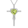 TOUPOP Sterling Silver Peridot Cross Pendant Necklace For Women-0-0