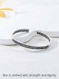 wholesale Sterling Silver Celtic Strength Mantra Cuff Bracelet Poiuy Inspirational Jewelry Gift-0-23