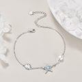 wholesale 925 Sterling Silver Blue Crystal Sea Shell & Starfish Charm Pearl Anklet Beach Foot Chain s for Women-0-1