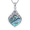 wholesale 925 Sterling Silver Abalone Shell Teardrop Pendant Necklace-0-0