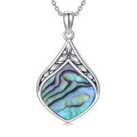 wholesale 925 Sterling Silver Abalone Shell Teardrop Pendant Necklace-Abalone