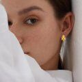 wholesale 925 Sterling Silver Honeycomb Bee Amber Drop Dangle Earrings for Women Girls-0-1