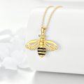 wholesale 925 Sterling Silver Gold Plated CZ Honeybee Charm Pendant Necklace for Women-0-1