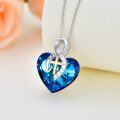 wholesale 925 Sterling Silver Metal Blue Crystal Celtic Knot Heart Pendant Necklaces with Cross Charm s for Women-0-1