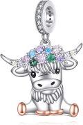 wholesale 925 Sterling Silver Highland Cow Charm - Resilient Animal Jewelry Gift for Women-0-0