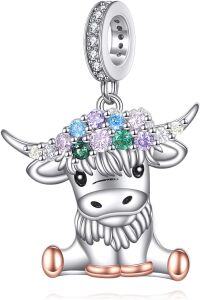 wholesale 925 Sterling Silver Highland Cow Charm - Resilient Animal Jewelry Gift for Women-Highland Cow