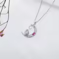 TOUPOP 14k White Gold Plated Pink Zircon Unicorn Initial Letter O Necklace-0-4