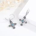 wholesale 925 Sterling Silver Cross Shape Turquoise Stone Drop Earrings for Women-0-3