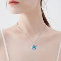 wholesale 925 Sterling Silver & Tianhe Stone Dolphin Wave Necklace - Ocean Beach Jewelry Gift for Women-0-3