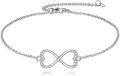 wholesale 925 Sterling Silver Infinity Heart Charm Bracelet with CZ Stones and Adjustable Length for Women Girls -0-0