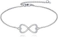 wholesale 925 Sterling Silver Infinity Heart Charm Bracelet with CZ Stones and Adjustable Length for Women Girls -Heart Bracelet