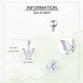 wholesale 925 Sterling Silver Butterfly Belly Button Ring Dangle Hoop Opal Body Piercing s for Women (14g)-0-4