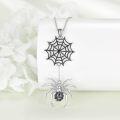 wholesale 925 Sterling Silver Black Spinel Spider Web Pendant Necklace for Women Girls Gothic Halloween Gifts 48cm Chain Length-0-4