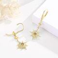 wholesale 925 Sterling Silver Gold-Plated Moonstone & Opal Starburst Leverback Drop Earrings-0-122