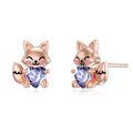 wholesale 925 Sterling Silver Cute Fox Holding Heart Earrings Wholesale Pink-0-32