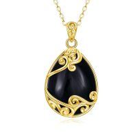 wholesale 925 Sterling Silver Filigree Teardrop Pendant Necklace for Women-A-Black Onyx Teardrop Necklace