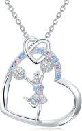 wholesale 925 Sterling Silver Heart-Shaped Ballerina Dance Pendant Necklace with Multi-Colored Crystals and Chain for Women-0-0