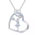 wholesale 925 Sterling Silver Heart-Shaped Ballerina Dance Pendant Necklaces Wholesale with Multi-Colored Crystals and Chain for Women-0-0