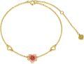 wholesale 14K Gold Pink Enamel Cherry Blossom Heart Charm Ankle Bracelet for Women-0-0